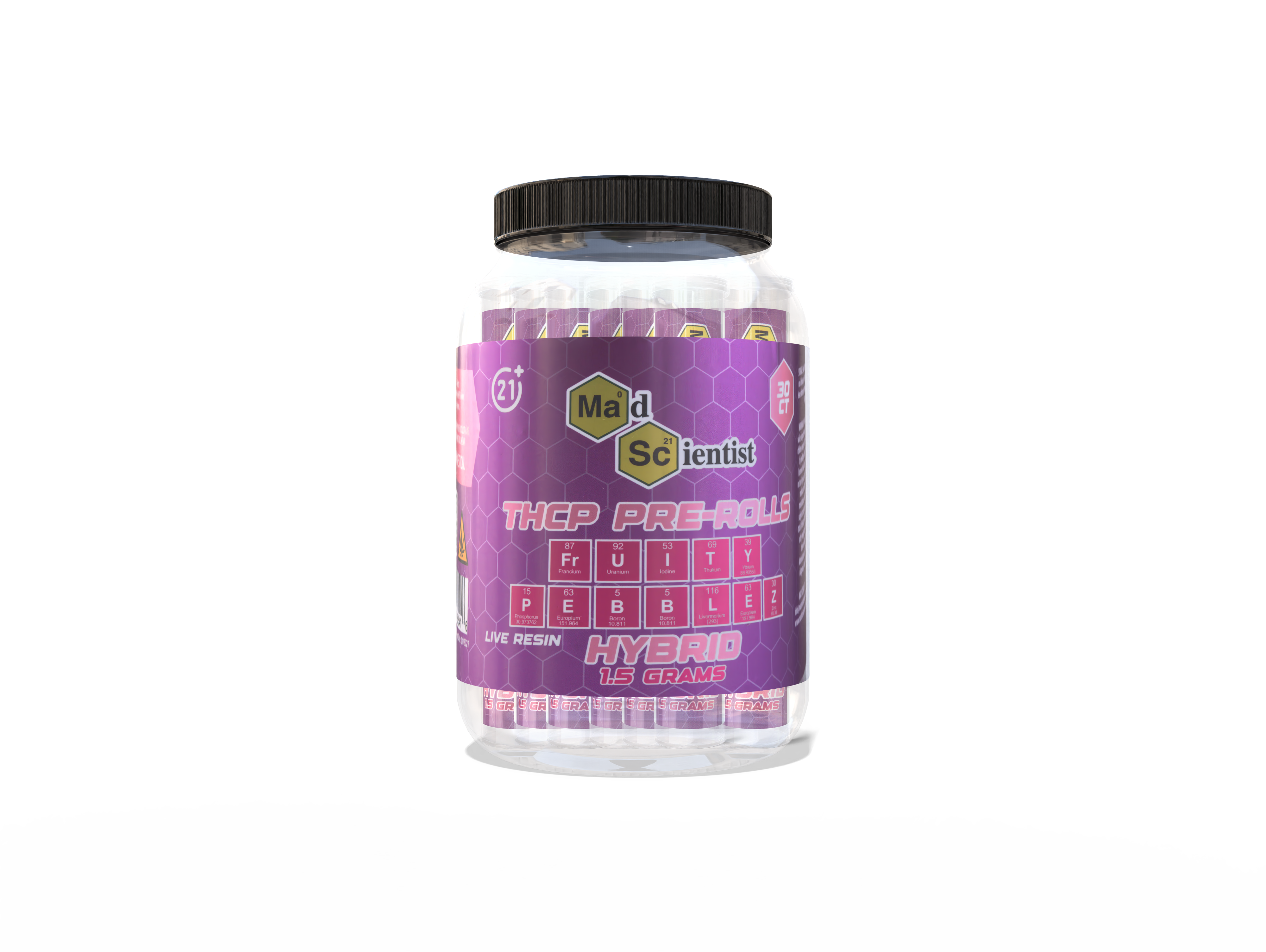 Live Resin Pre Rolls - 1.5 GM 30ct Jar with Tube Madscientistusa