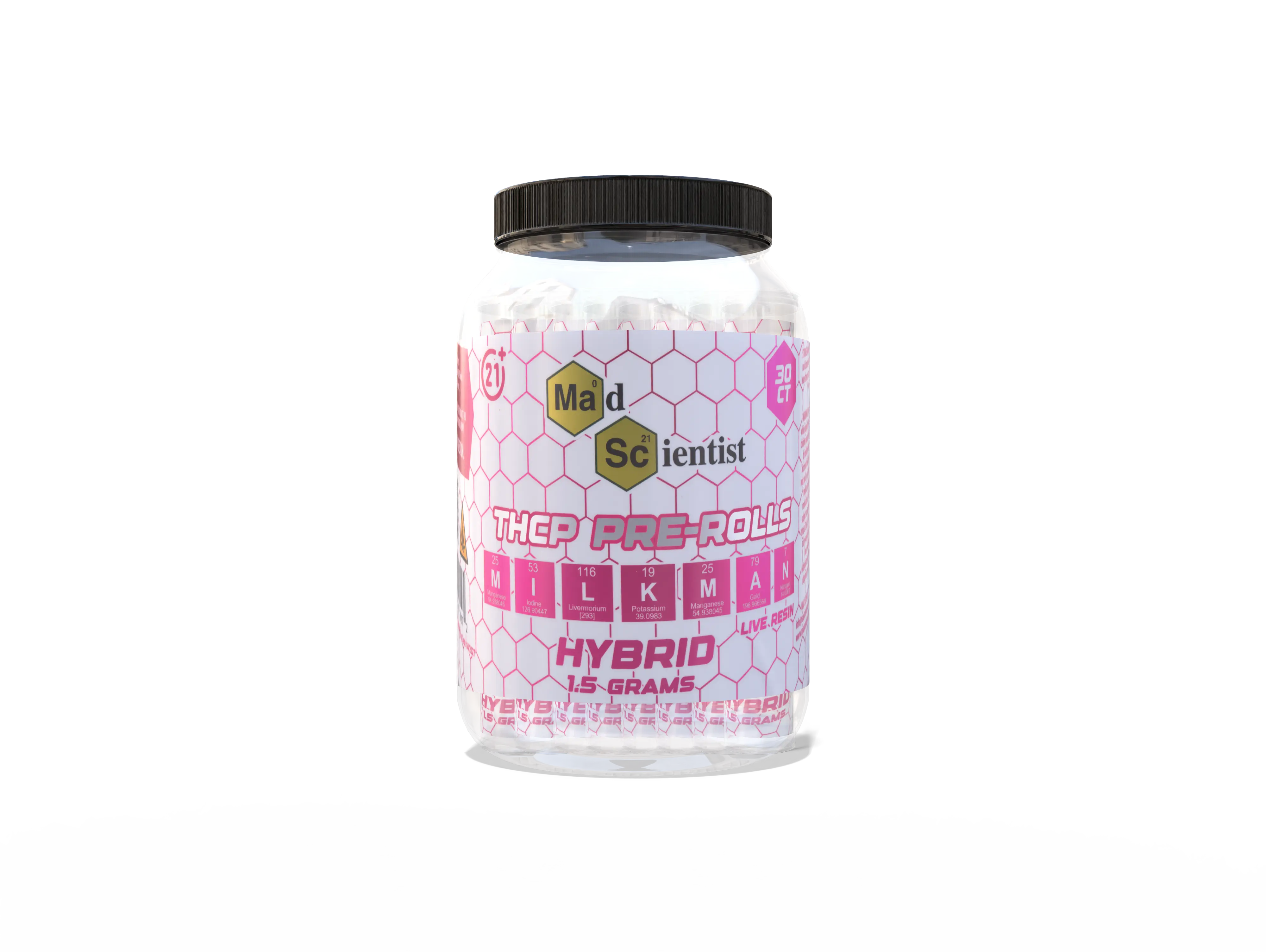 Live Resin Pre Rolls - 1.5 GM 30ct Jar with Tube Madscientistusa