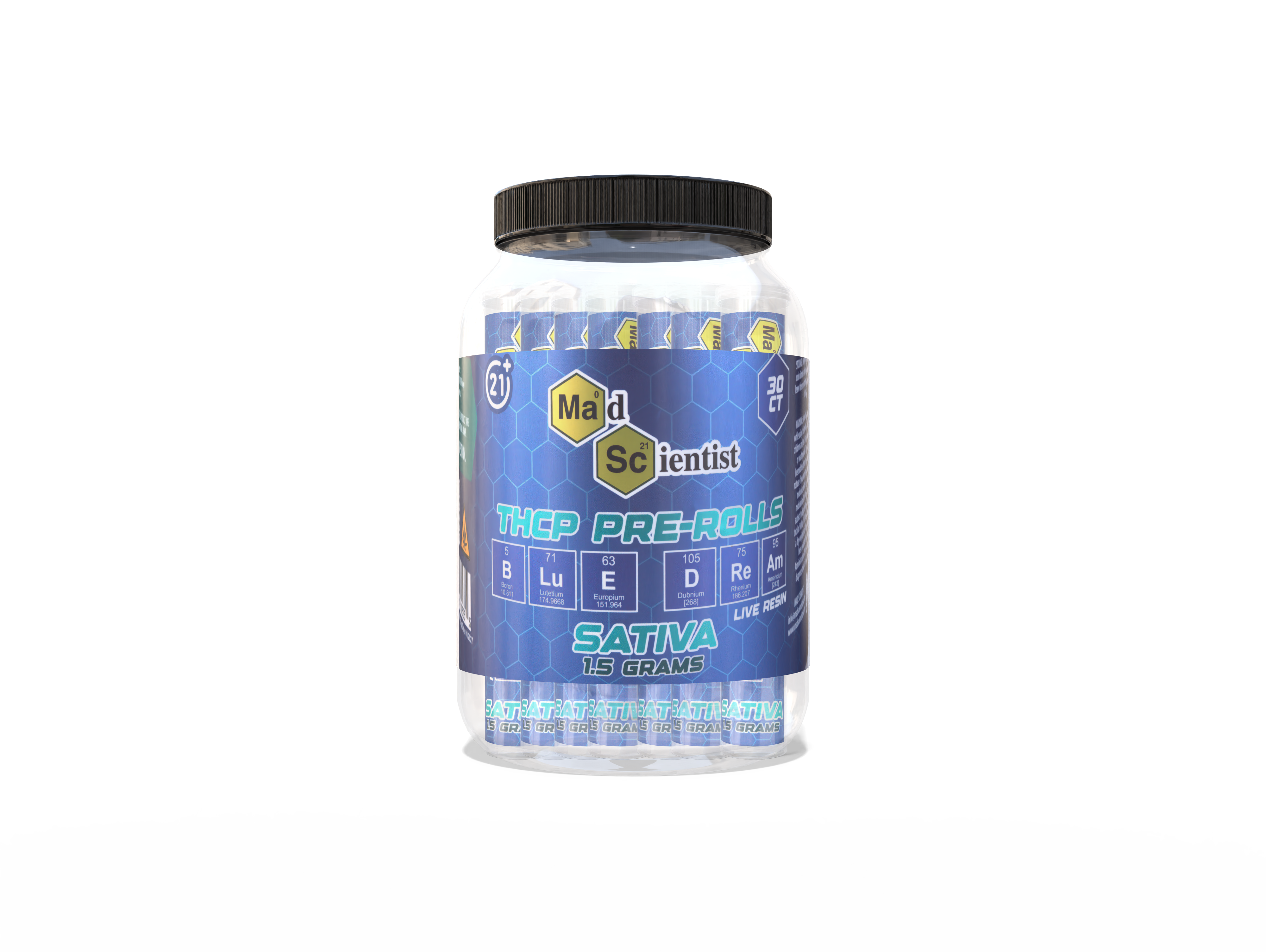 Live Resin Pre Rolls - 1.5 GM 30ct Jar with Tube Madscientistusa
