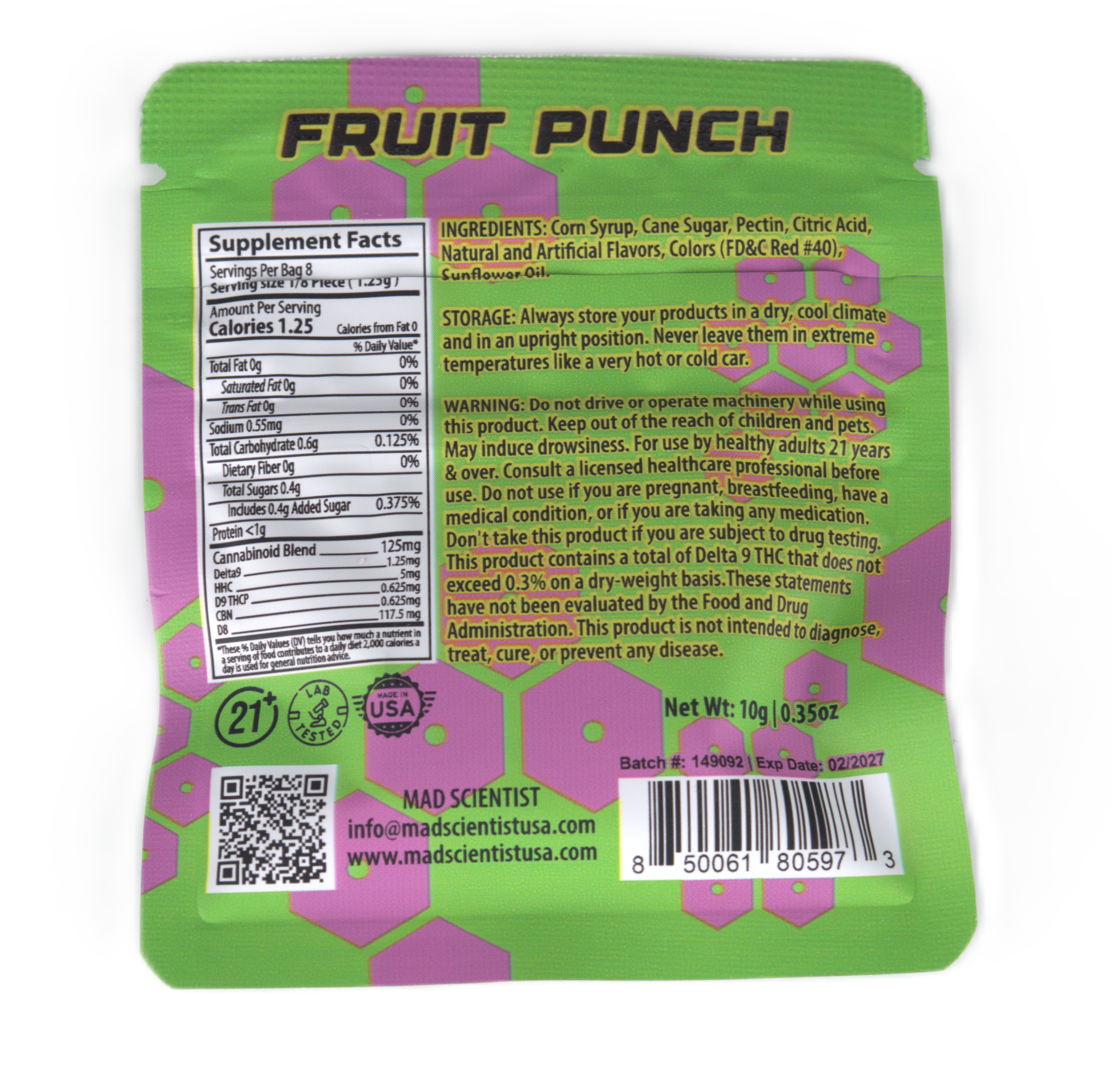 MAD SCIENTIST GUMMY 80000 MG 80 CT JAR - Madscientistusa