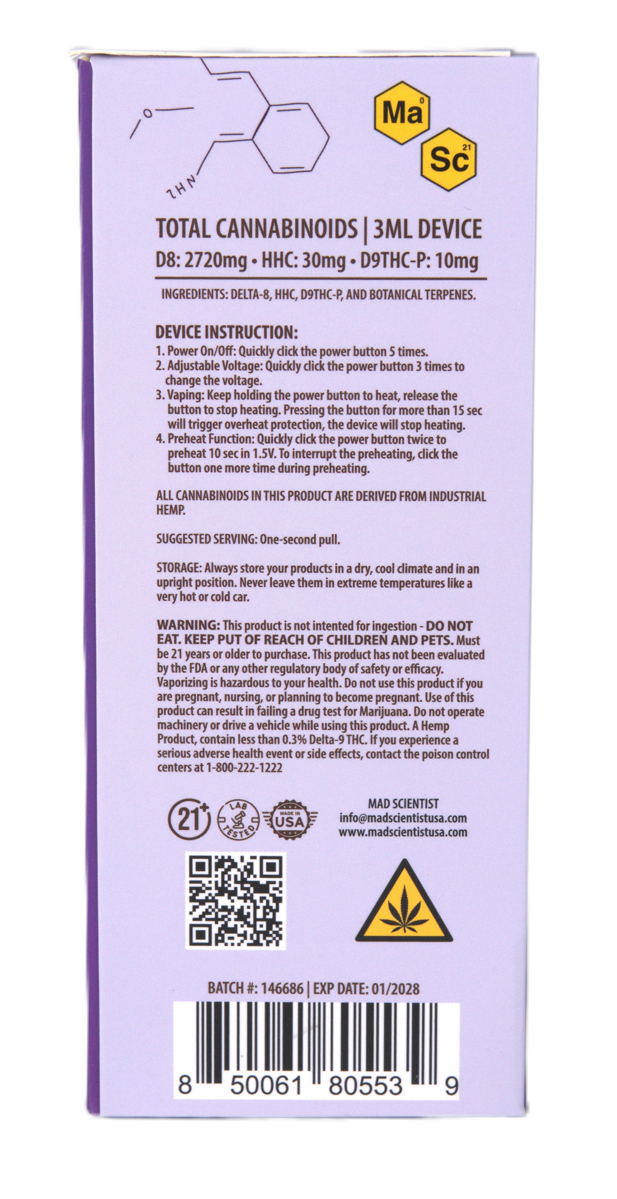 MAD SCIENTIST DISPOSABLE 3000MG - Madscientistusa