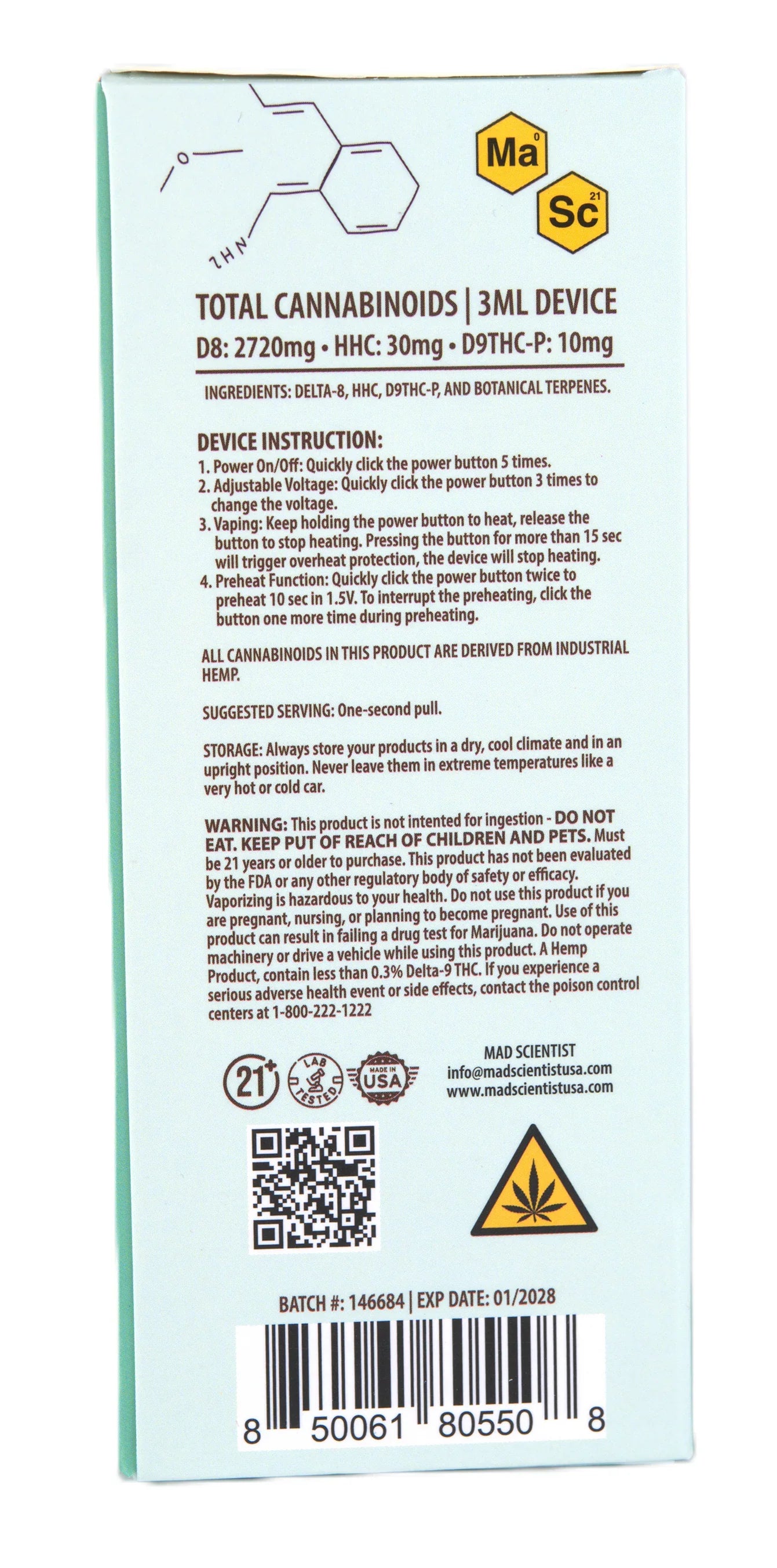 MAD SCIENTIST DISPOSABLE 3000MG - Madscientistusa