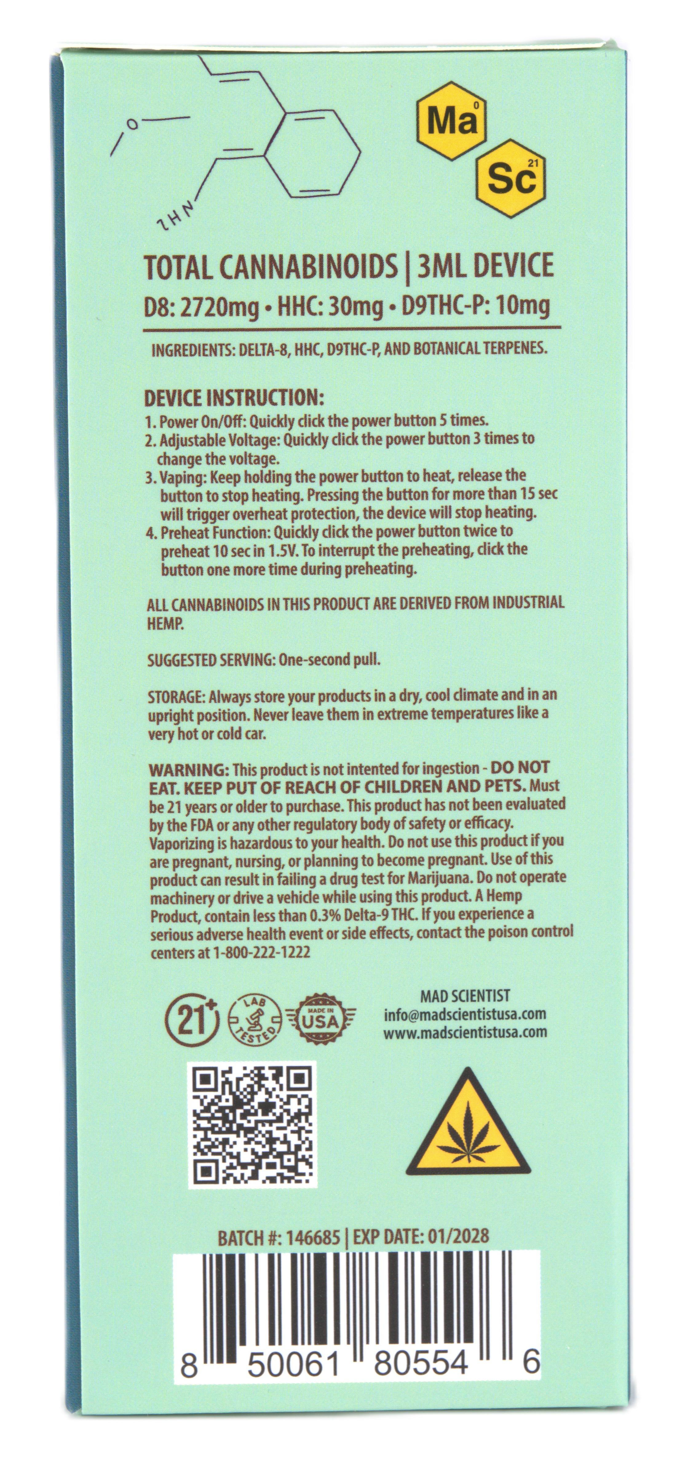 MAD SCIENTIST DISPOSABLE 3000MG - Madscientistusa