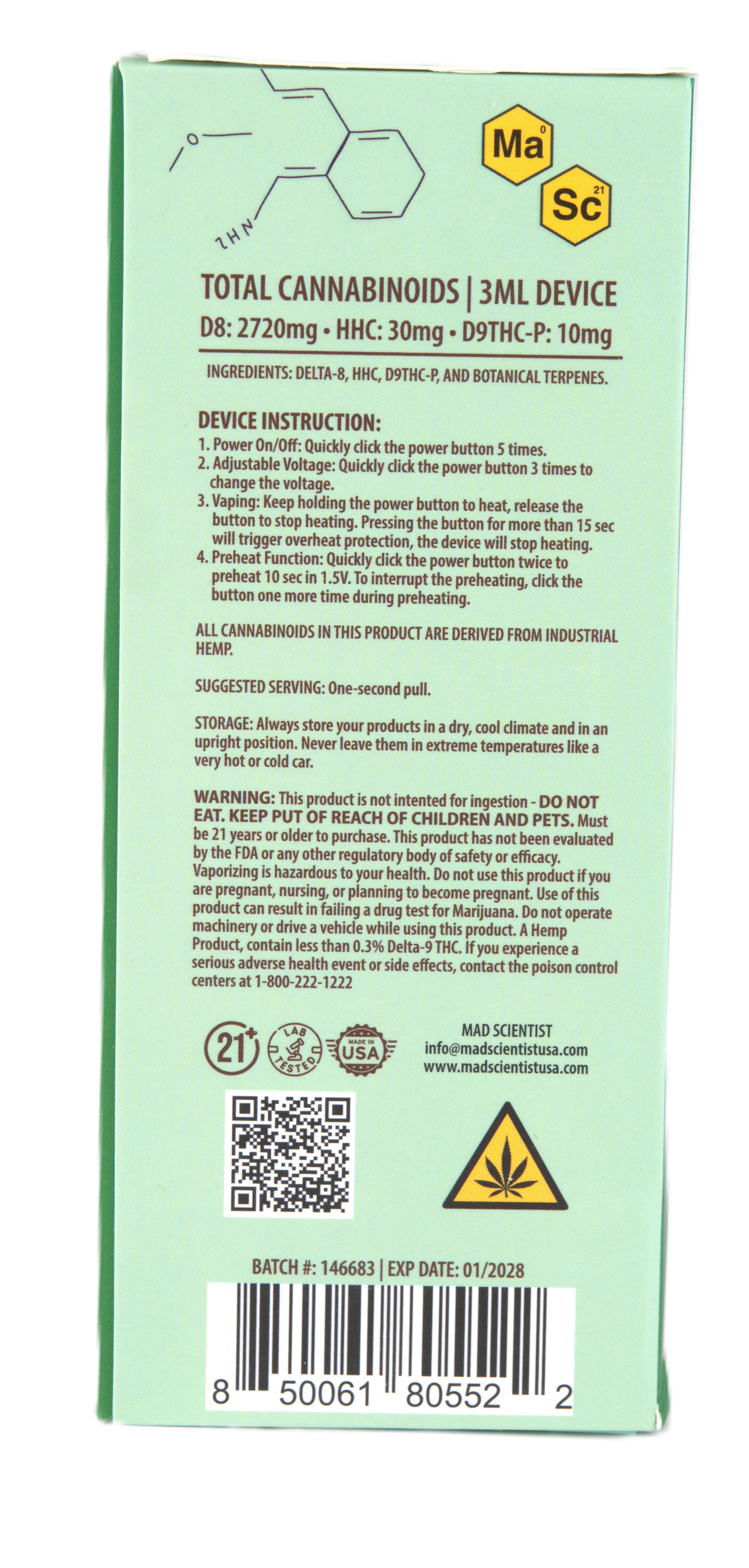 MAD SCIENTIST DISPOSABLE 3000MG - Madscientistusa