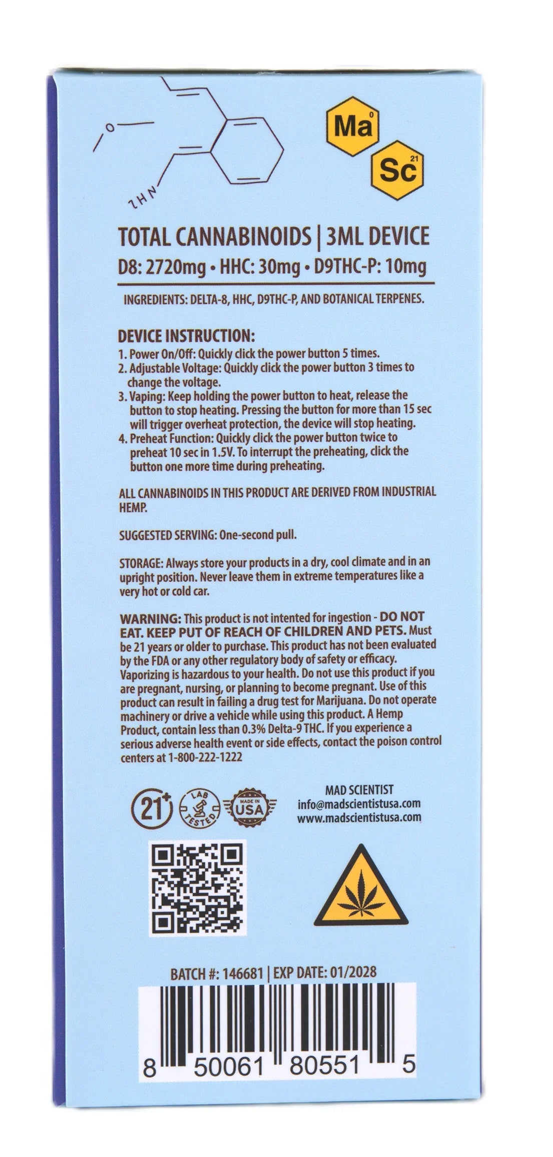 MAD SCIENTIST DISPOSABLE 3000MG - Madscientistusa