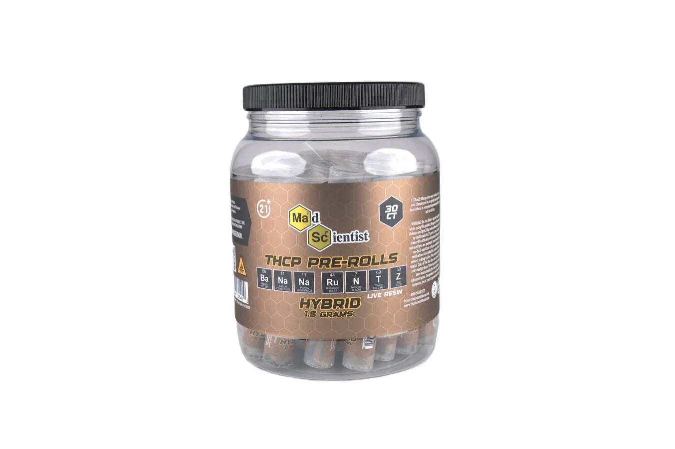 MAD SCIENTIST PRE ROLL 1.5 GM 30 CT JAR WITH TUBE - Madscientistusa